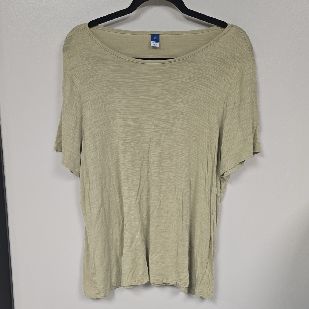 Old Navy Light Olive Green/Yelloe Short Sleeve Scoop Neck Tee